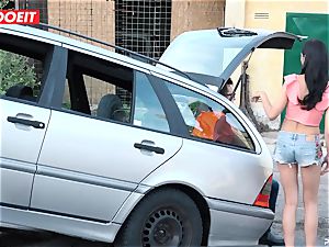 LETSDOEIT - teenage ravages older stud For Free Car Repair